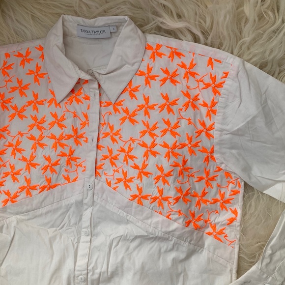 TANYA TAYLOR Embroidered Button-Up Top - Picture 6 of 14